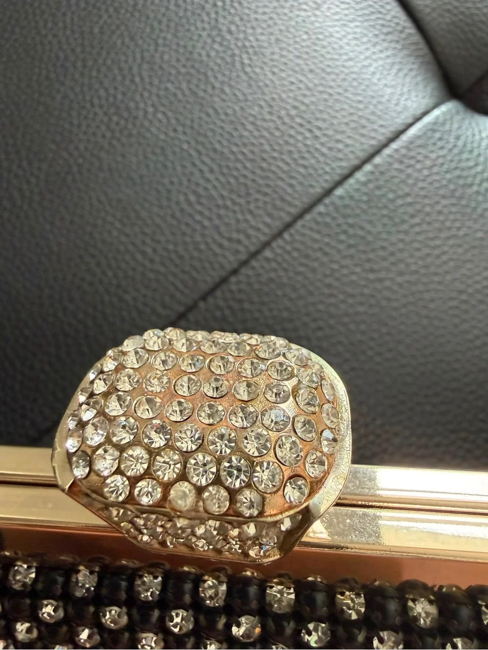 Rose Heart Black Rhinestone Crystal Evening Clutch⁠